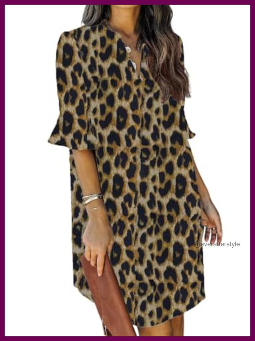 Womens Summer Shift Dress V Neck Ruffle Short Sleeve Flowy Midi Casual